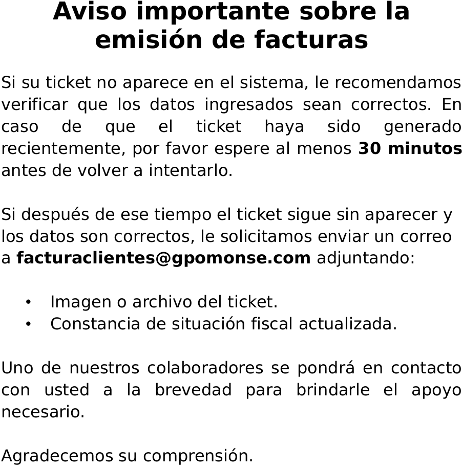 Aviso importante